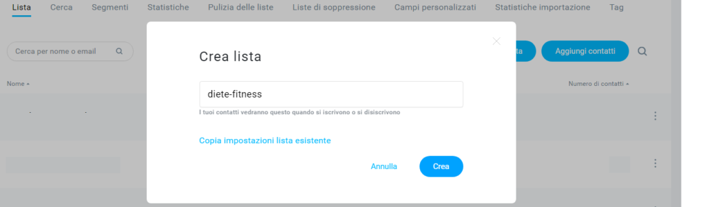 nome lista getresponse